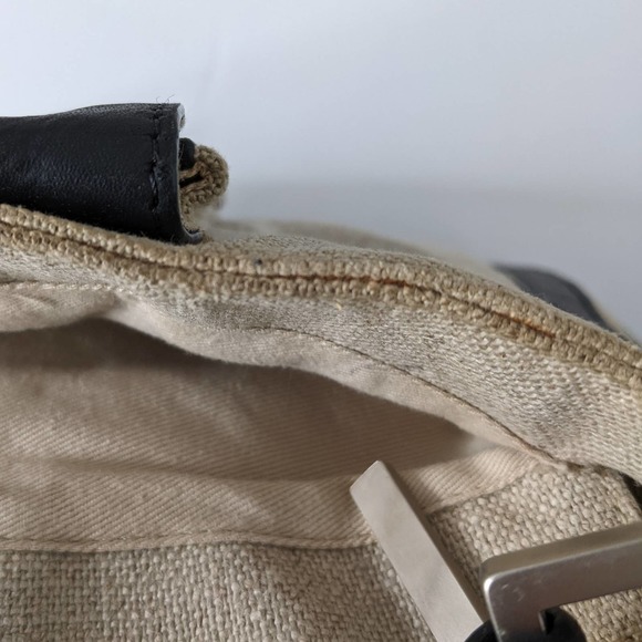 Kate Landry Tan and Black Linen Shoulder Bag - Picture 4 of 11